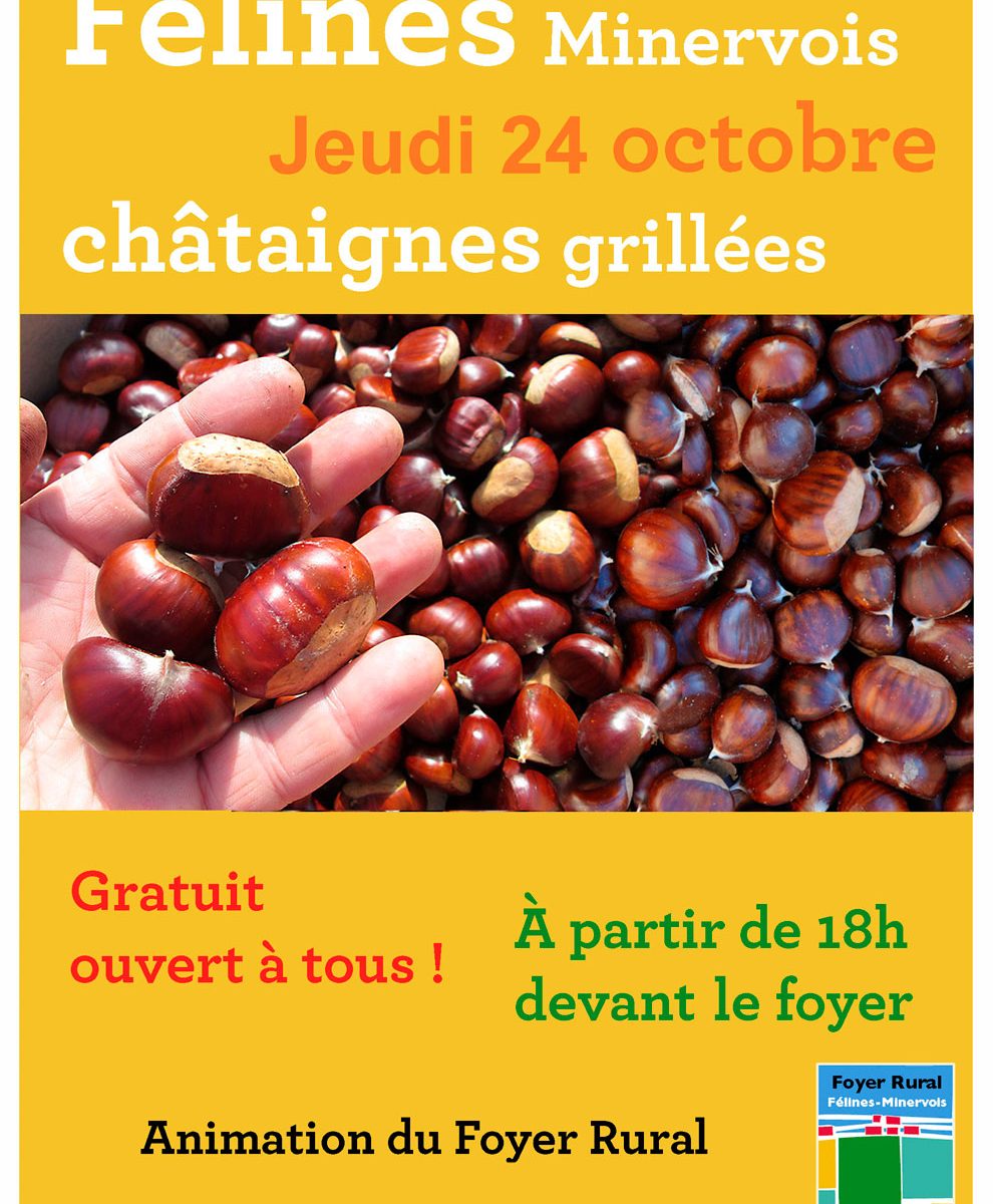 Soirée châtaignes grillées organisée par l'association du Foyer Rural JEUDI 24 OCTOBRE 2024 place Séguy à partir de 18h