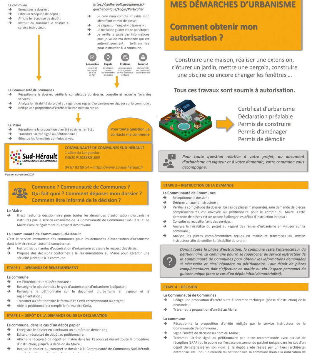 Rappel du processus de dépôt et d’instruction d’une demande d’autorisation d’urbanisme