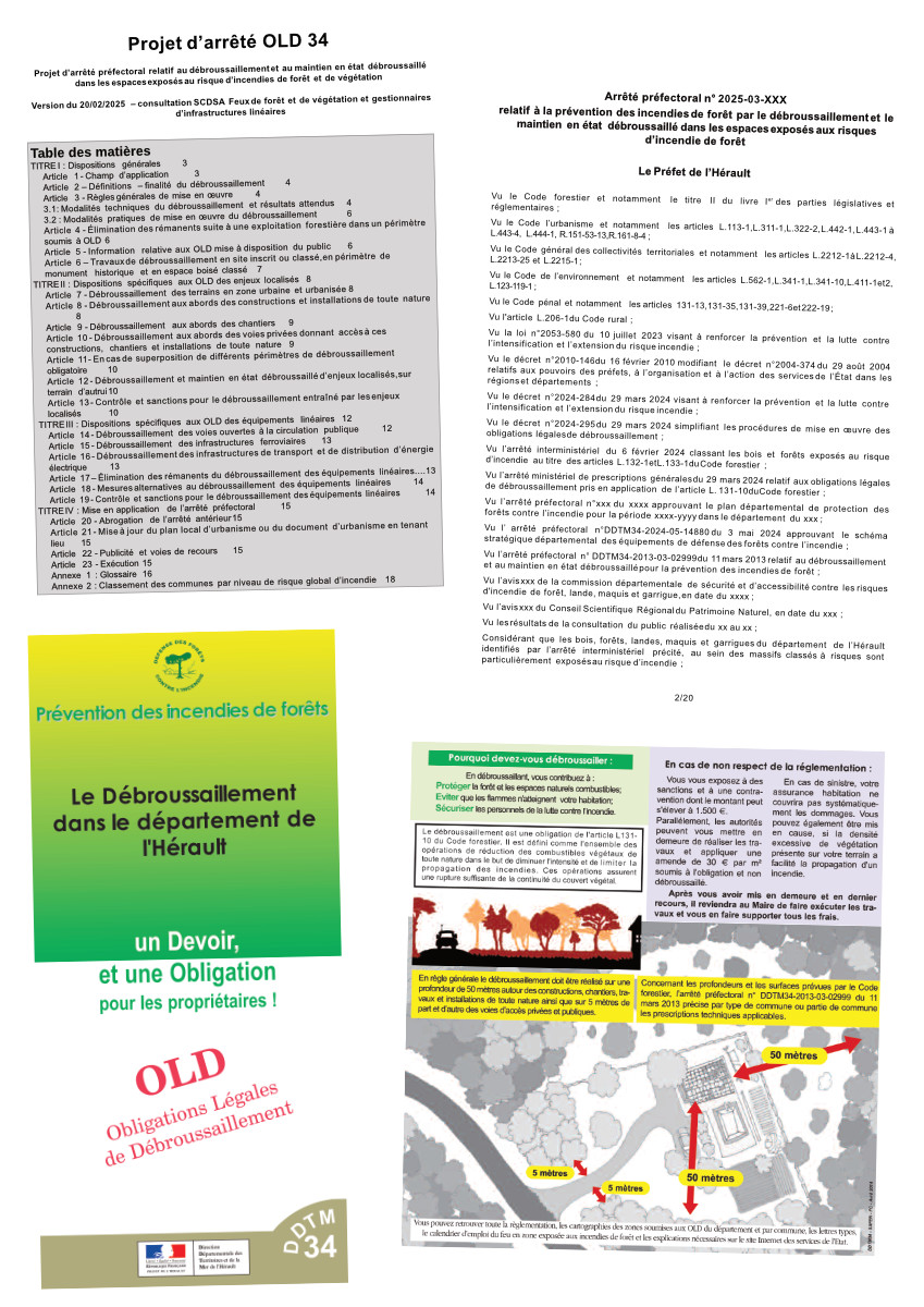 Du 4 au 24 mars 2025, le projet d'arrêté préfectoral OLD (Obligations Légales de Débroussaillement) est soumis à la consultation du public.