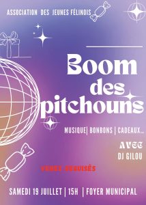 L'association des Jeunes Félinois vous donne rendez-vous du 18 au 20 juillet 2025 pour sa fête locale annuelle : repas, bar à vins, concert dans l'église, boom des pitchouns, tour de table, animations musicales...