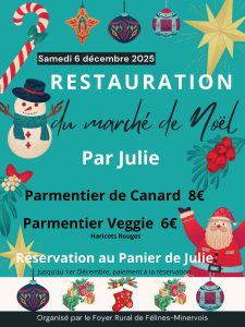 Marché de Noël - Restauration sur réservation assurée par Julie