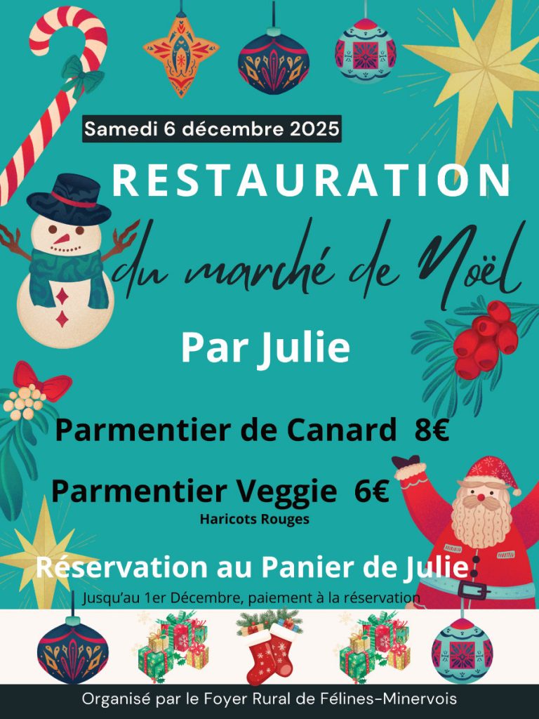 Marché de Noël - Restauration sur réservation assurée par Julie
