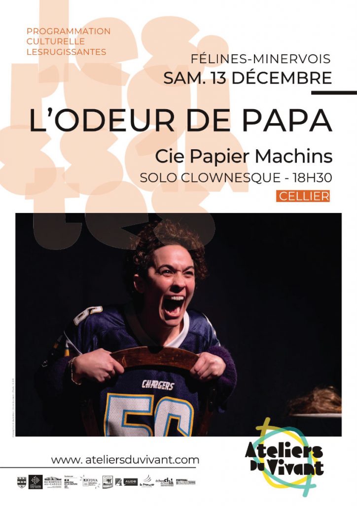 Spectacle "L'odeur de Papa", solo clownesque, SAMEDI 13 DÉCEMBRE 2025 à 18h30 au cellier, dans le cadre de la programmation culturelle Les Rugissantes #4