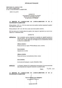 Arrêté ministériel du 30 décembre 2025 portant reconnaissance du caractère de calamité agricole aux dommages subis par les agriculteurs de l’Hérault