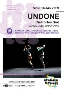 Danse contemporaine "UNDONE" par la Cie Portes Sud VENDREDI 16 JANVIER 2026 à 21h espace culturel des Corbières, dans le cadre de la programmation culturelle Les Rugissantes #4