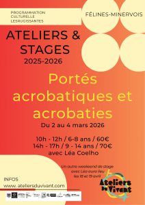 Ateliers et stages "portés acrobatiques et acrobaties" DU 2 AU 4 MARS 2026 dans le cadre de la programmation culturelle 'Les Rugissantes #4'