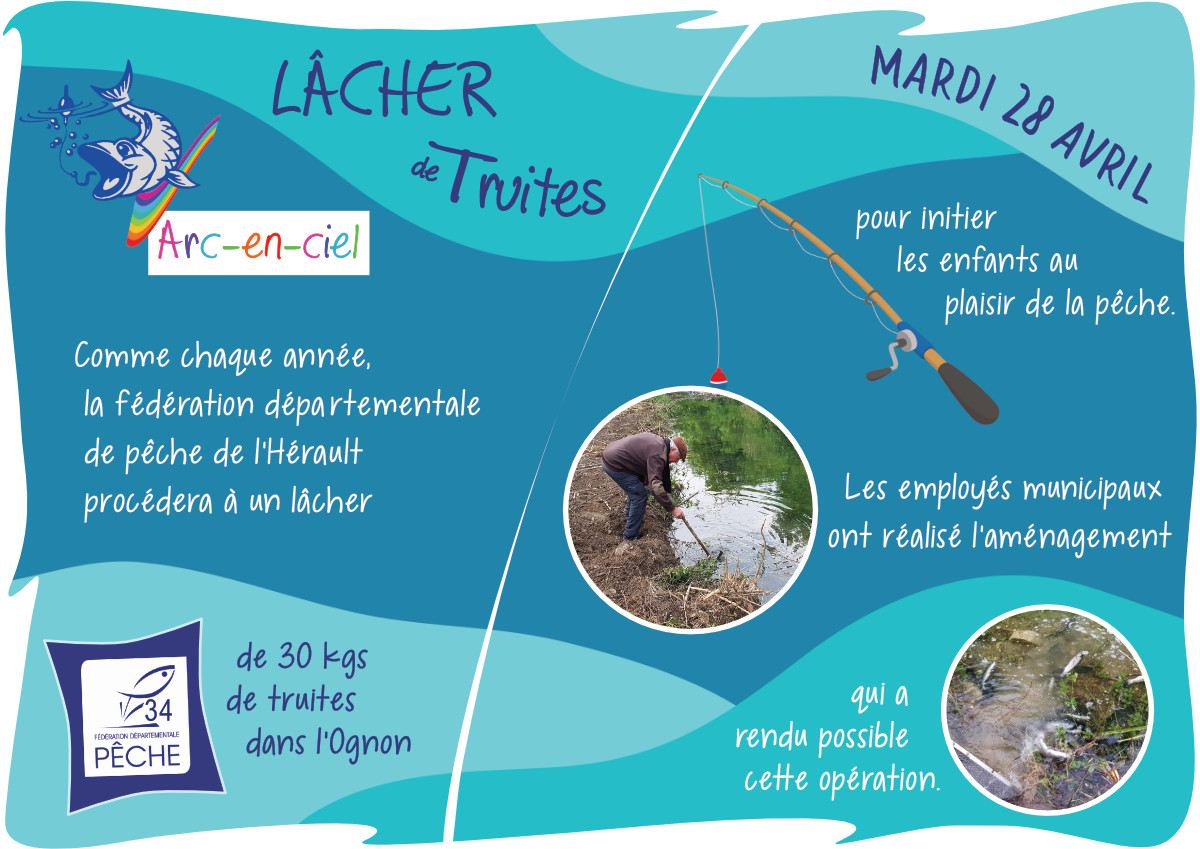 Lâcher de truites dans l'Ognon MARDI 28 AVRIL 2026 dans la matinée par la Fédération Départementale de pêche de l'Hérault