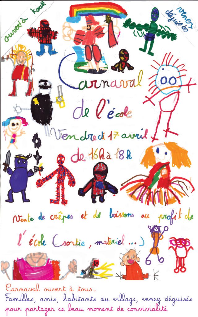 Carnaval à l'école ! Vente de crêpes et de boissons !