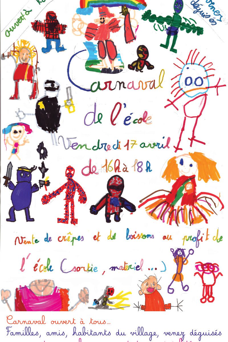 Carnaval à l'école ! Vente de crêpes et de boissons !