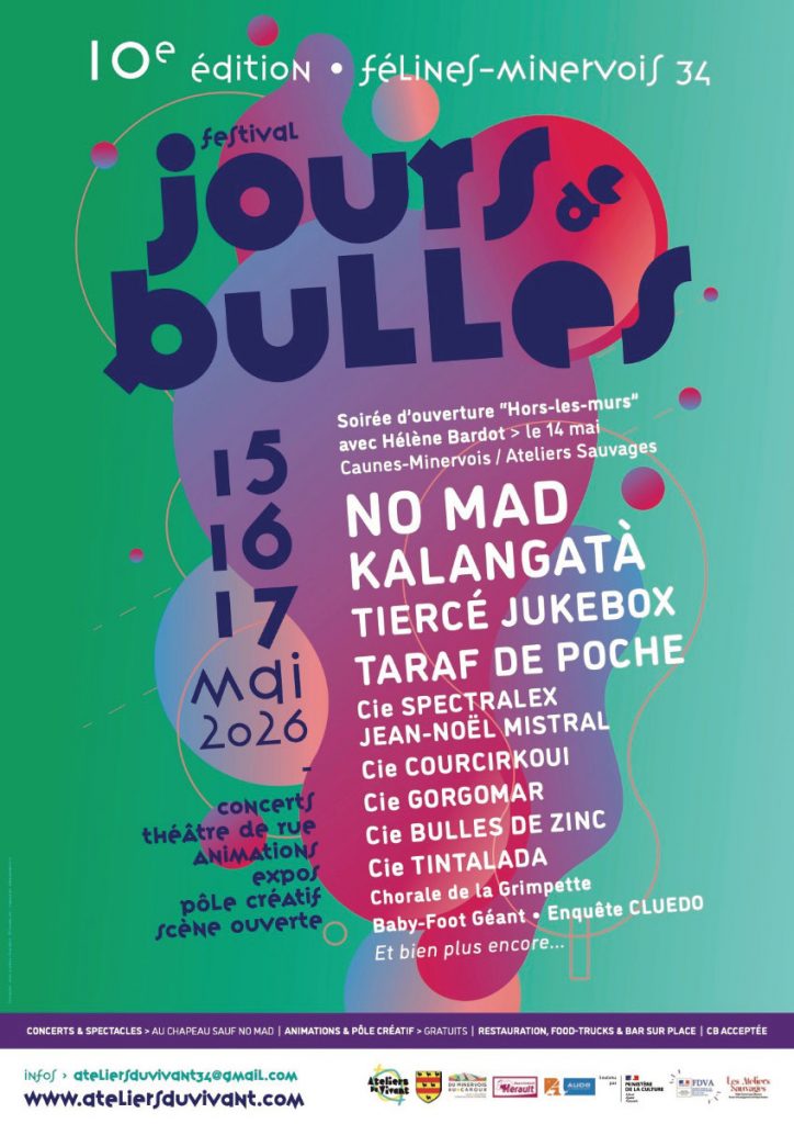 Festival JOURS DE BULLES, du 15 au 17 mai 2026, les 10 ans !