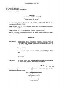 Arrêté préfectoral du 28 avril 2026 portant reconnaissance de calamité agricole pour les dommages liés à l'excès de pluies du 19 au 23 décembre 2025