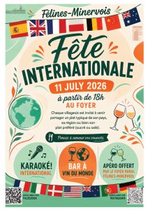 Fête internationale orchestrée par le Foyer Rural SAMEDI 11 JUILLET 2026 au foyer à partir de 18h