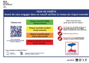 Réglementation des accès aux espaces forestiers et des travaux à risque : consultez la carte journalière afin de respecter les restrictions applicables en fonction du niveau de risque sur les différents secteurs