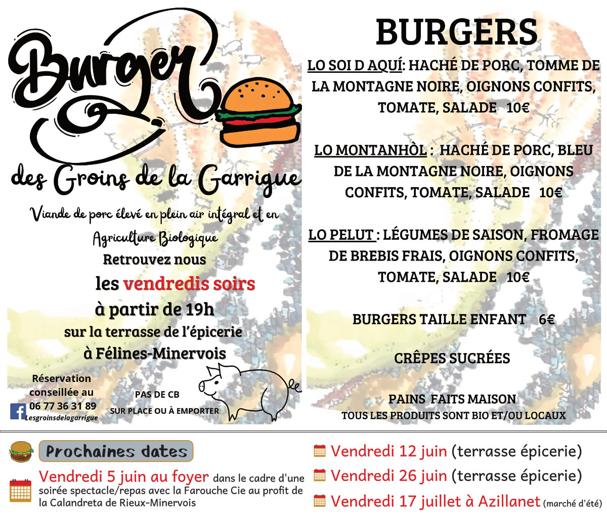 Les Groins de la Garrigue - Foodtruck : prochaines dates à Félines...