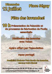 Fête des lavandes DIMANCHE 12 JUILLET 2026, organisée par l'association Culture et Patrimoine Félinois