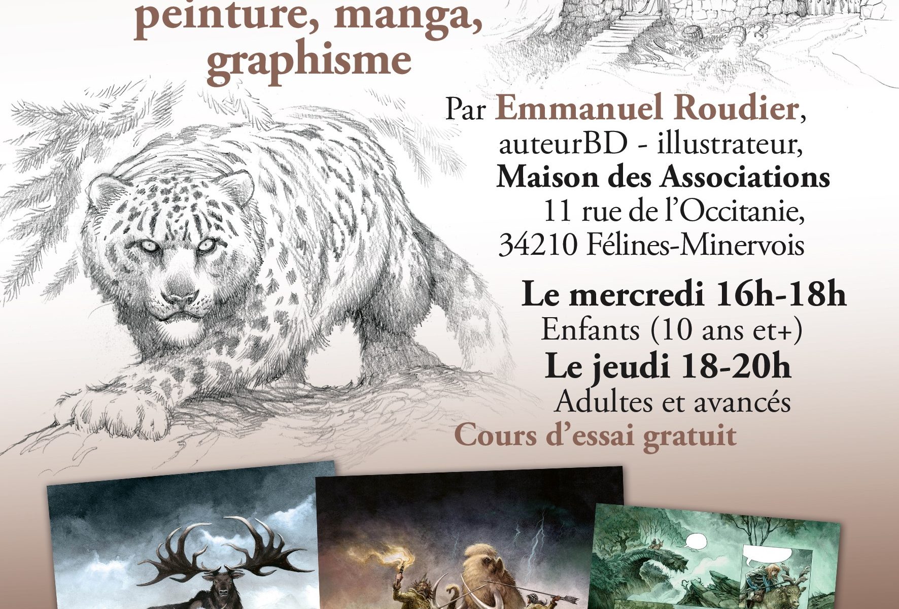 Cours de dessin enfants/adultes et avancés : peinture, manga, graphisme, avec Emmanuel Roudier avec Emmanuel Roudier