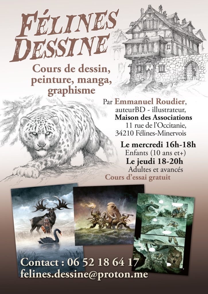 Cours de dessin enfants/adultes et avancés : peinture, manga, graphisme, avec Emmanuel Roudier avec Emmanuel Roudier