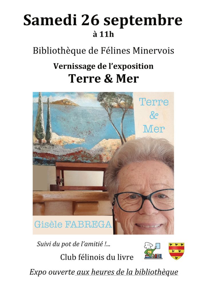Gisèle Fabrega expose ses oeuvres sur le thème 'Terre & Mer' à la bibliothèque de Félines à partir du 26 septembre 2026 - Vernisage à 11h